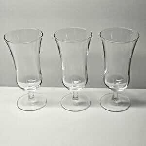 Set of 3 Hurricane Tulip Stem Clear Glasses Footed Cocktail Dessert Parfait